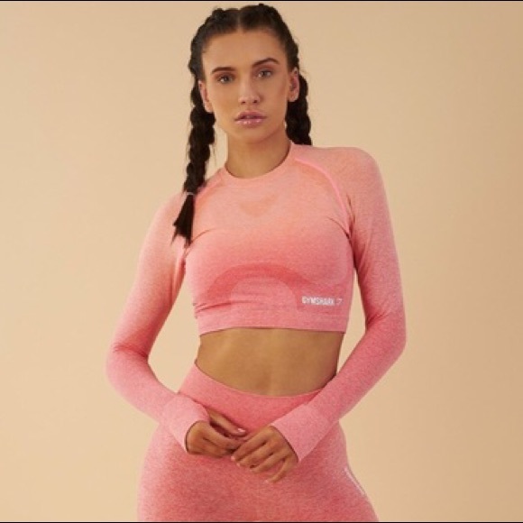 Gymshark Tops - Gymshark Long Sleeve Seamless Crop Top Ombré